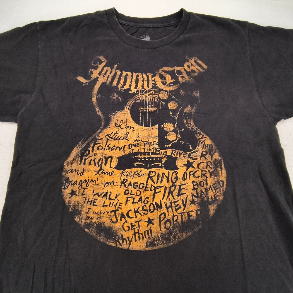 Johnny Cash Band Crew Neck Short Sleeve Graphic Shirt Mens Size Large L Black